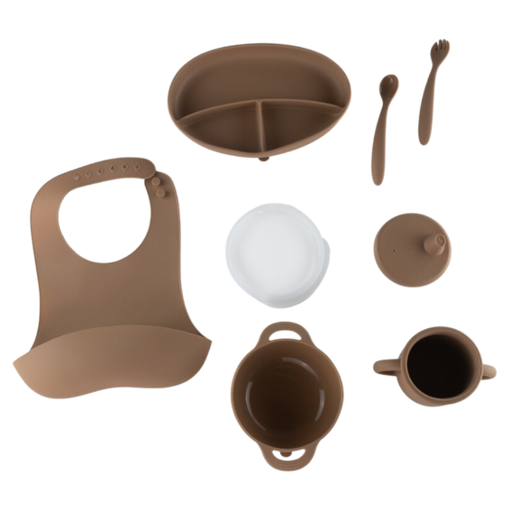 Silicone Feeding Set Hazelnut Little Muxi